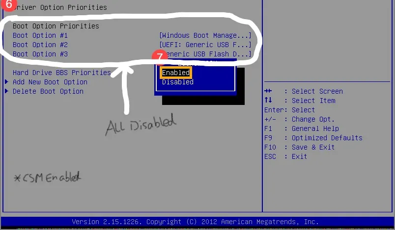 BIOS boot menu screenshot