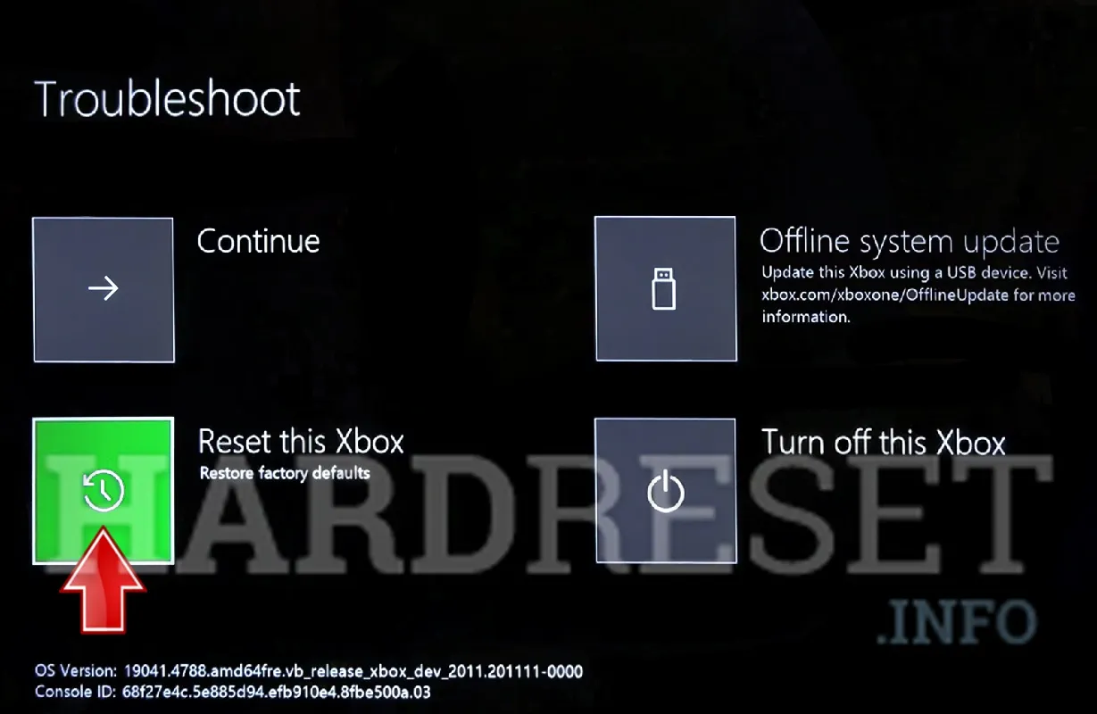 Przygotowanie do resetu Xbox