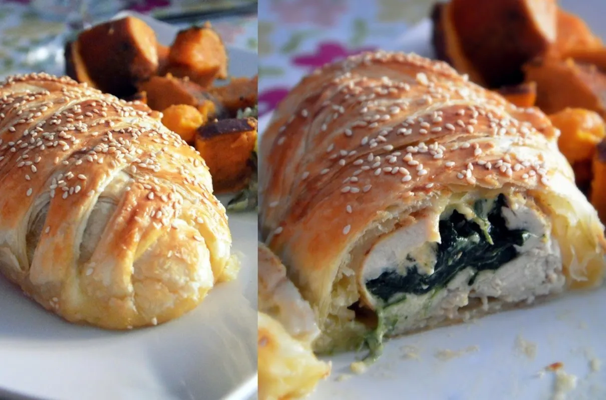 farsz kurczak szpinak ciasto francuskie