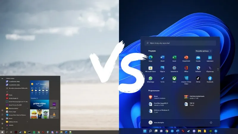 Porównanie interfejsów Windows 10 i Windows 11