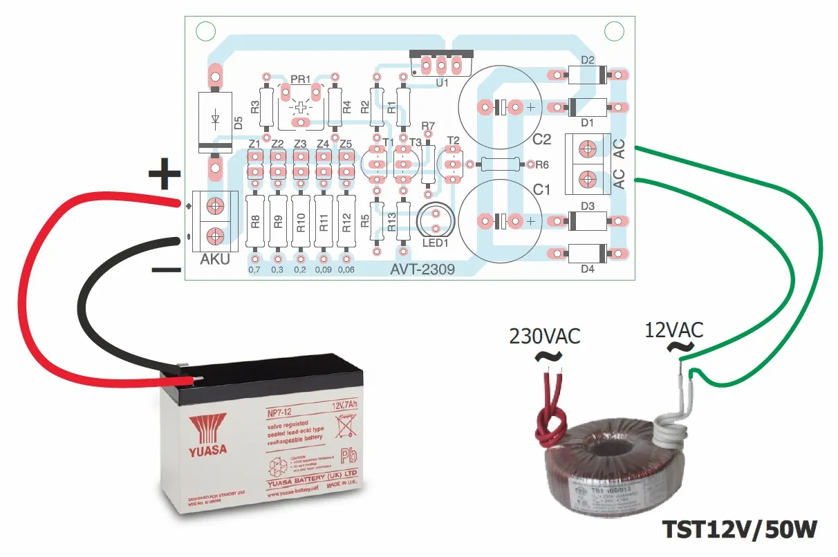 Schemat prawidłowego podłączenia prostownika do akumulatora żelowego