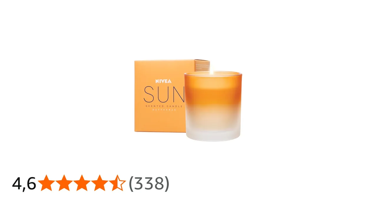 Świeczka Nivea w szklanym słoiku, estetyczne zdjęcie