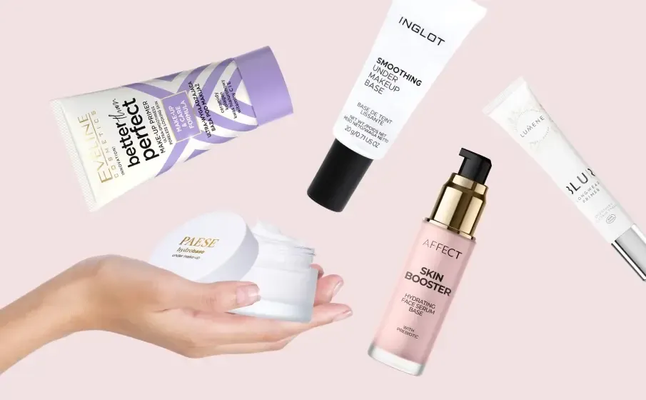 różne kosmetyki pod makijaż krem serum baza olejek