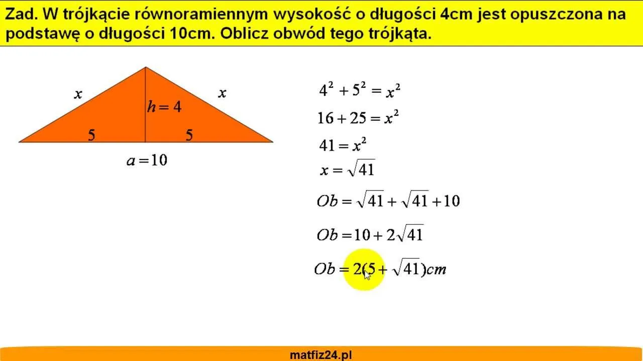 Zdjęcie Jak obliczyć obwód trójkąta równoramiennego? Proste wzory i przykłady