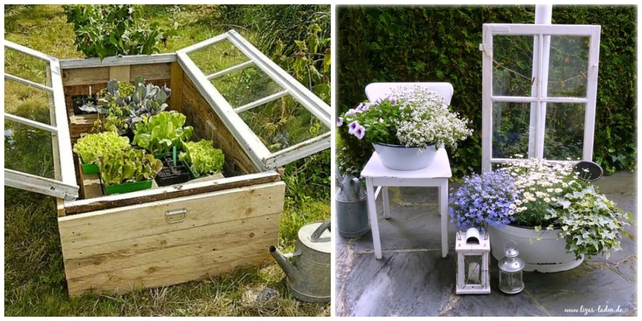 Zdjęcie Kreatywne pomysły na stare okno w ogrodzie: 6 inspiracji DIY