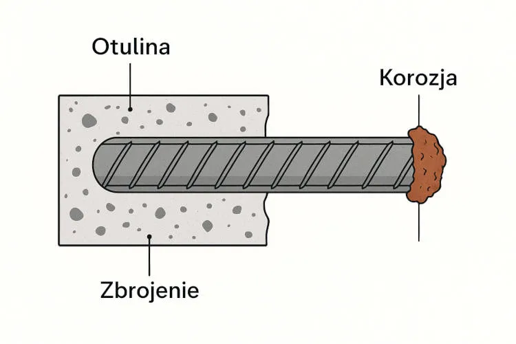 przykłady prawidłowej i nieprawidłowej otuliny zbrojenia
