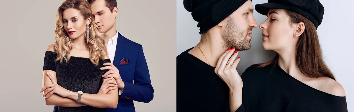 para na romantycznej randce walentynkowej, eleganckie ubrania, uśmiechnięci