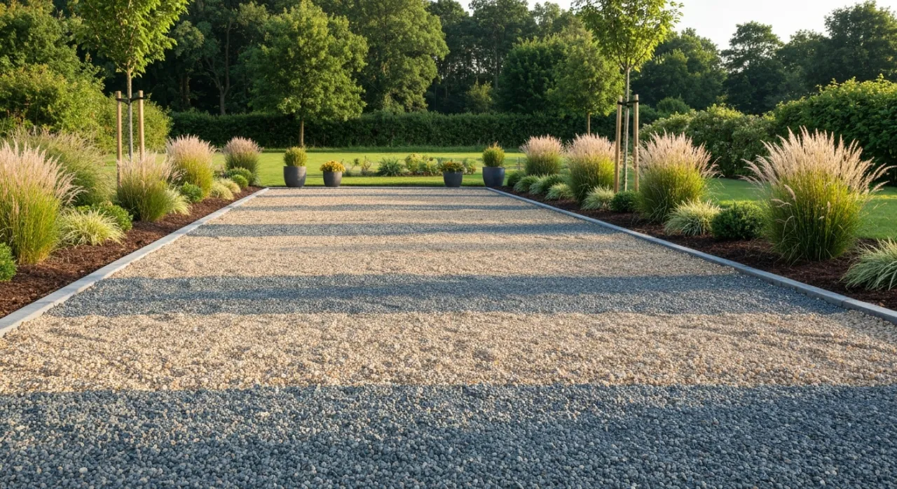 estetyczny podjazd ze żwiru