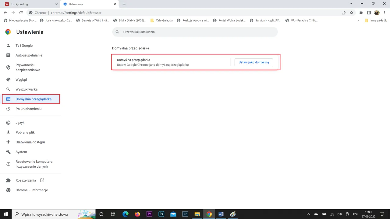 Ustawienia Google Chrome: jak ustawić domyślną przeglądarkę w Windows 11. Kliknij