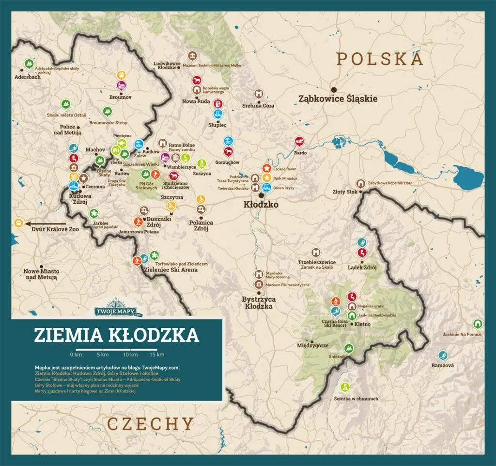 Atrakcje turystyczne Kotlina Kłodzka mapa