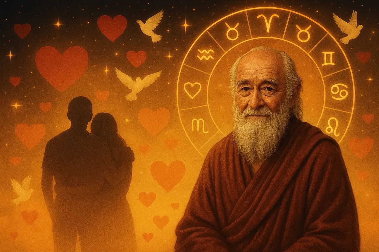 Para trzymająca się za ręce w świetle księżyca, serca i gwiazdy, romantyczny horoskop