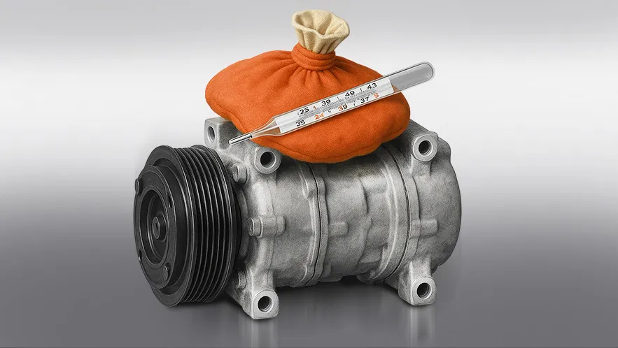 Uszkodzony kompresor klimatyzacji samochodowej