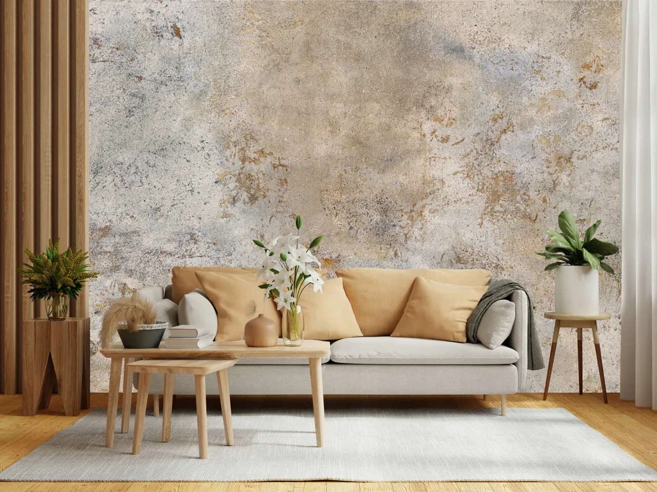 tapeta imitująca tynk w salonie sypialni przedpokoju