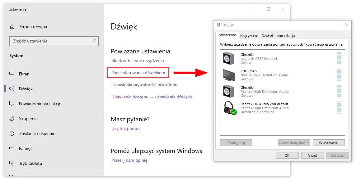 Zaawansowane ustawienia dźwięku Windows 10