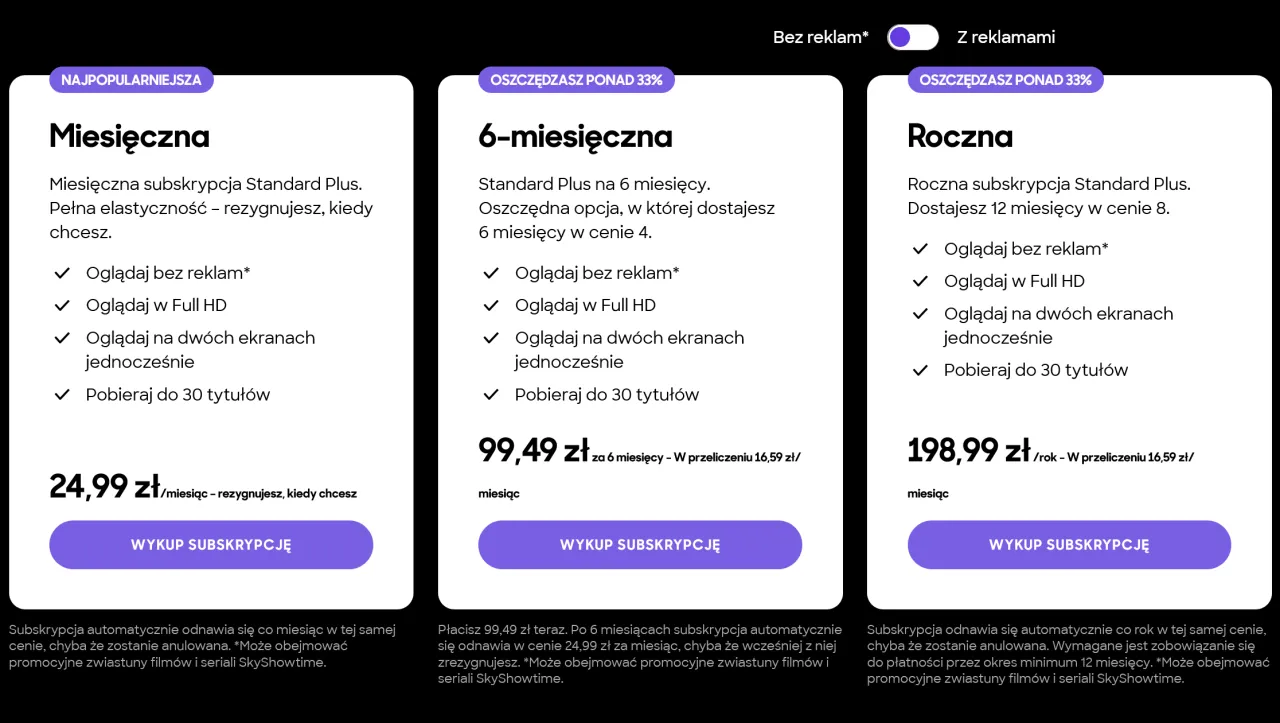 SkyShowtime aktualny cennik plany subskrypcji luty 2026