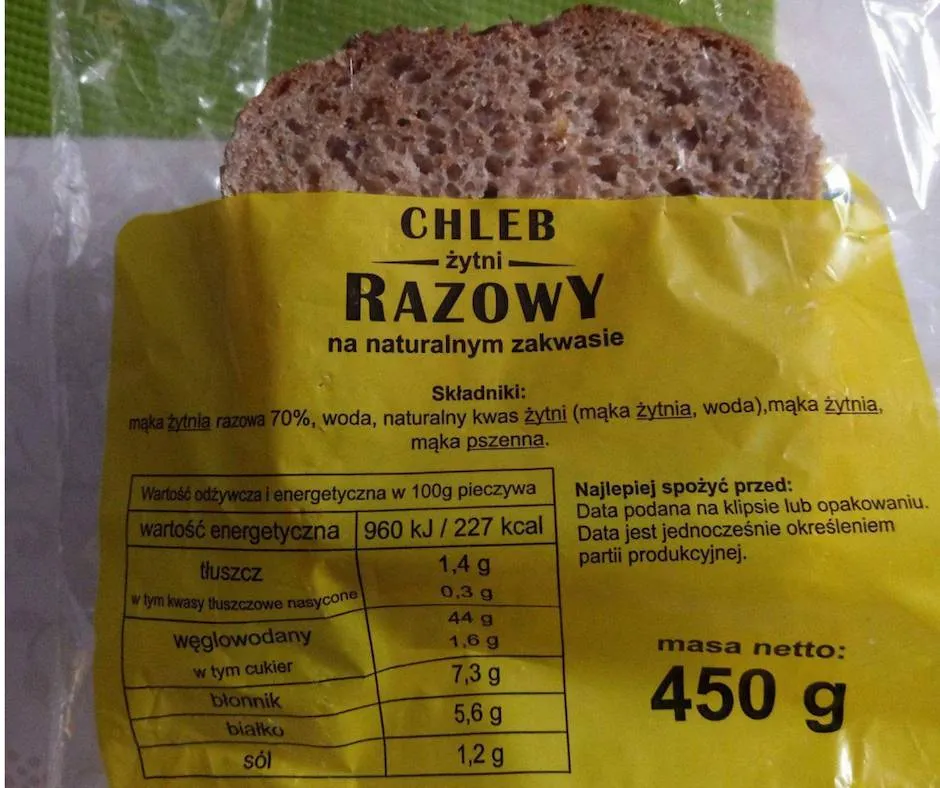 etykieta chleba skład pieczywa razowego graham
