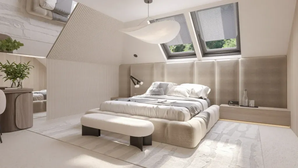 sypialnia na poddaszu ze skosami aranżacje