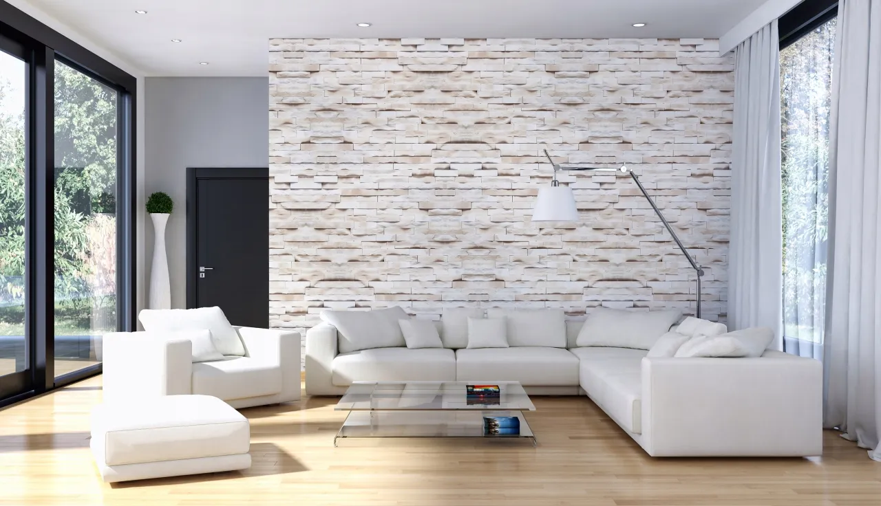 Kamień dekoracyjny z zapasem materiału na ścianie