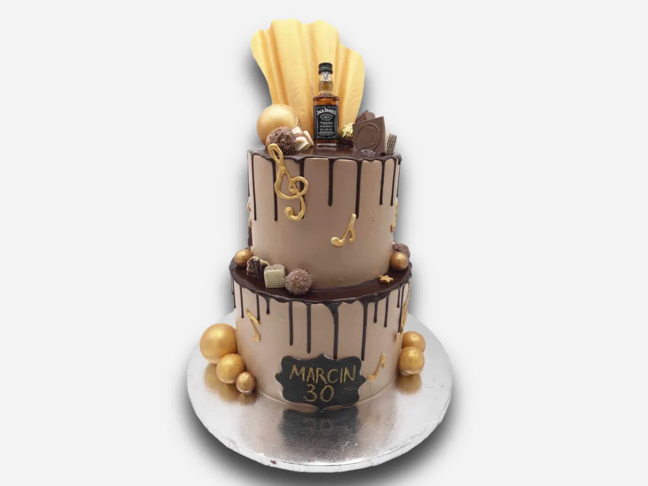 tort whisky cola dekoracja drip cake