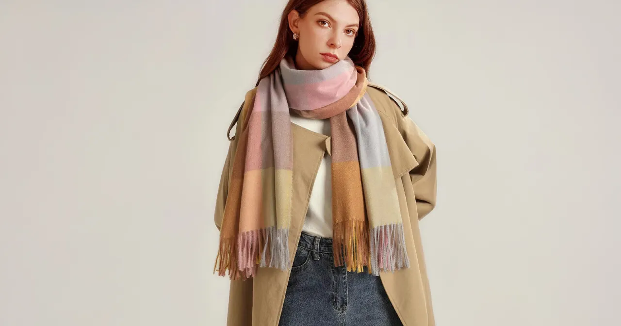 jak nosić duży gruby szal oversize stylizacje