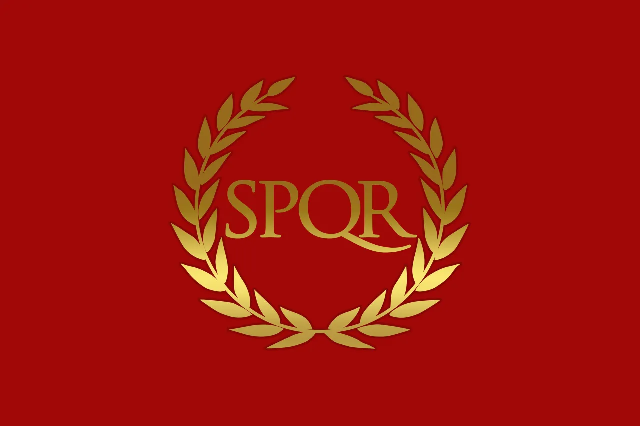Flaga Rzymu z herbem SPQR