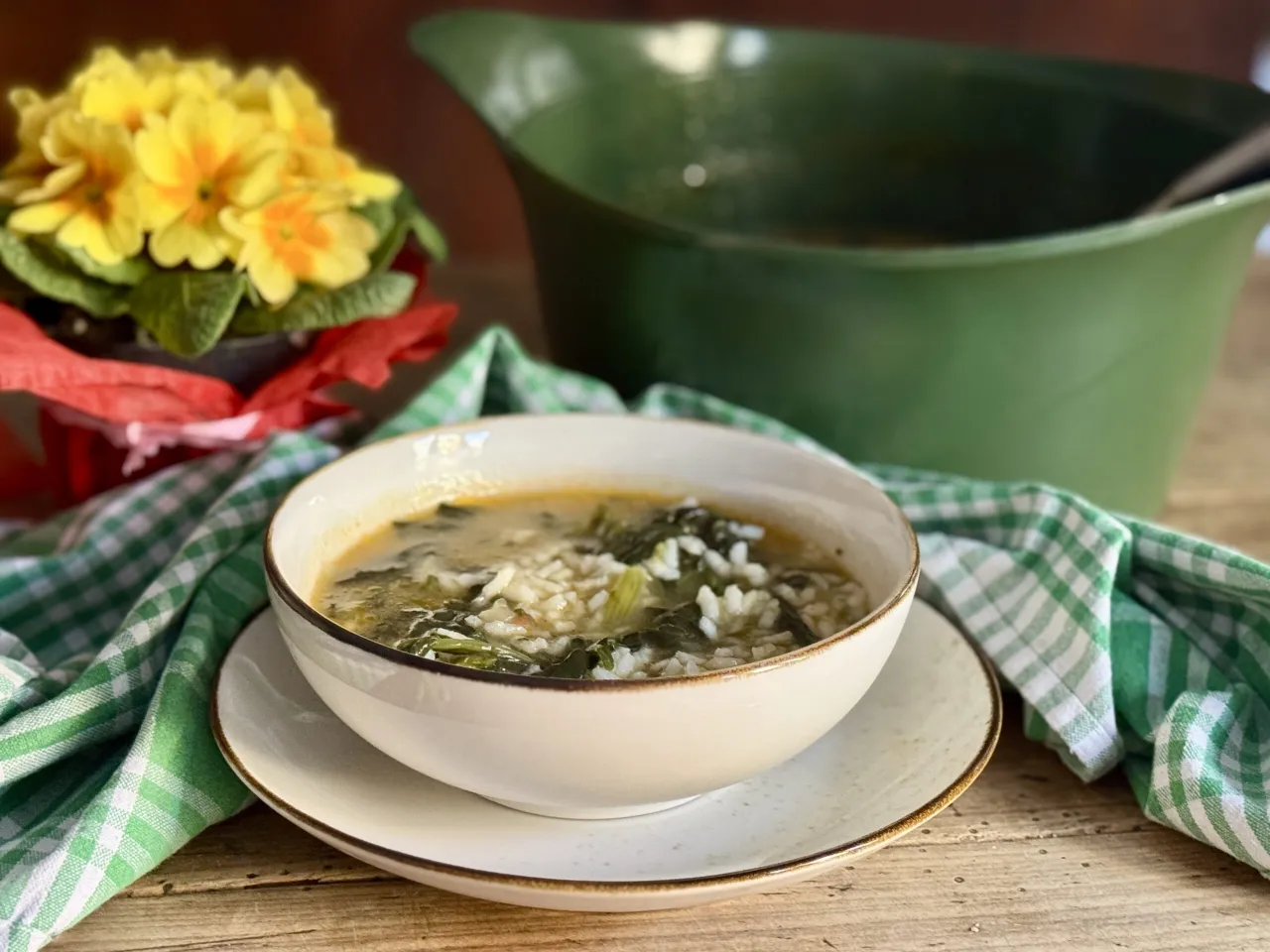 minestra di spinaci con patate e riso