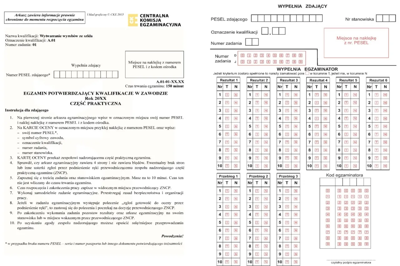 arkusz oceniania egzamin zawodowy praktyczny