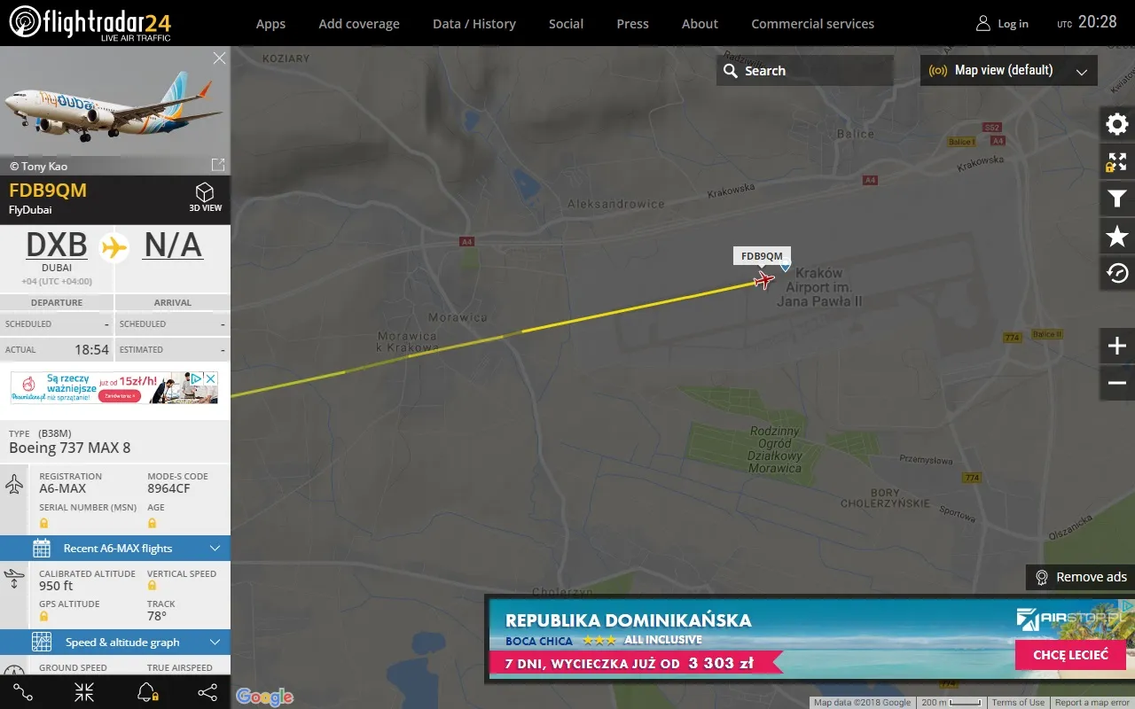 Śledzenie lotu FDB9QM z Krakowa do Dubaju. Sprawdź, ile trwa lot do Dubaju z Krakowa, analizując dane na Flightradar24.