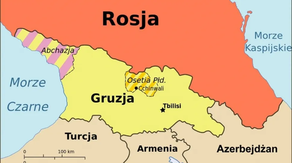 Mapa Gruzji Abchazja Osetia Południowa