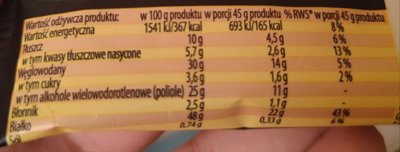 etykieta batona proteinowego makroskładniki