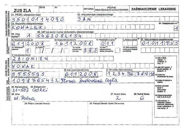 Zaświadczenie od dentysty na L4