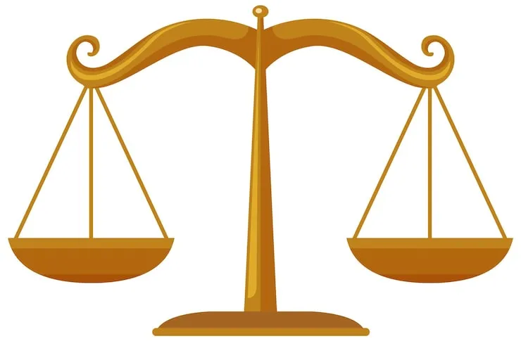 zegar sądowy, waga sprawiedliwości, kalendarz terminy prawne