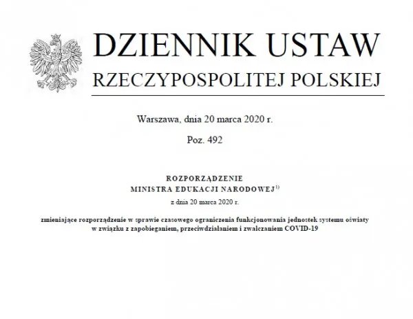 rozporządzenie nauczanie zdalne marzec 2020