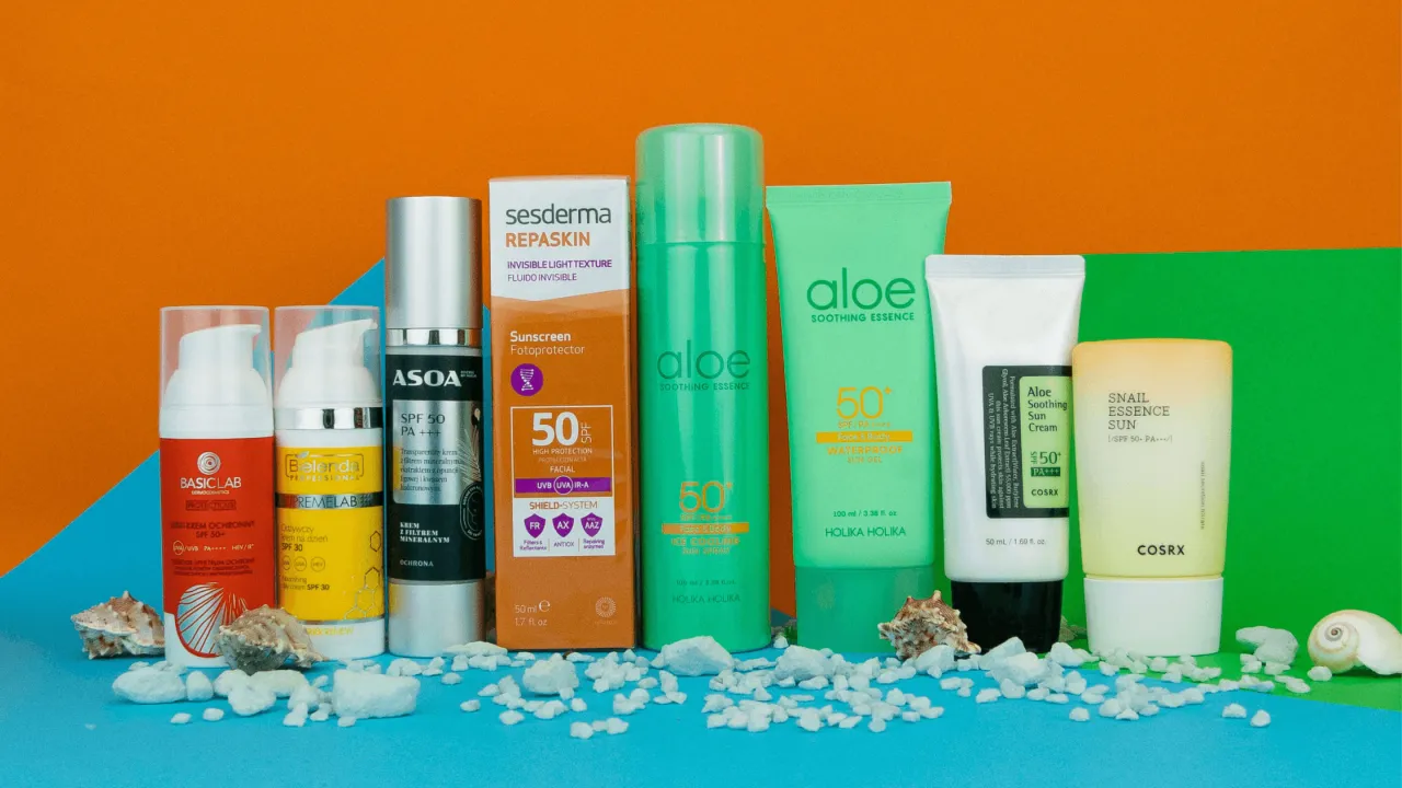 r&oacute;żne rodzaje krem&oacute;w z filtrem przeciwsłonecznym do twarzy