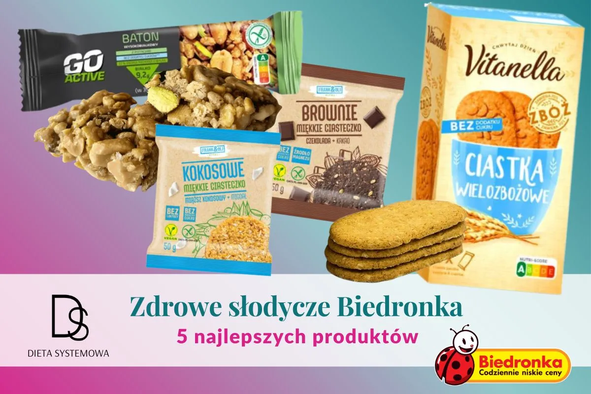 Zdrowe słodycze Biedronka: baton Go Active, ciastka kokosowe, brownie, ciastka wielozbożowe Vitanella – idealne na dietę.