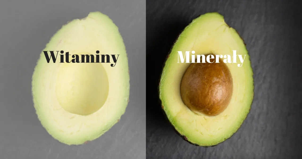 Połówki awokado: jedna z napisem