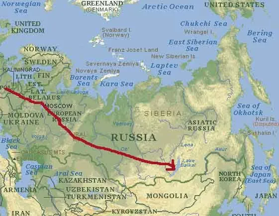 Mapa Jeziora Bajkał Rosja Syberia