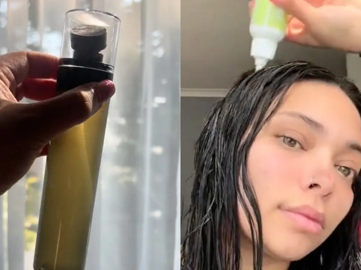 kobieta masująca sk&oacute;rę głowy po aplikacji wcierki