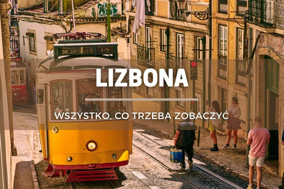 ż&oacute;łty tramwaj w Lizbonie na tle klimatycznej uliczki jesienią