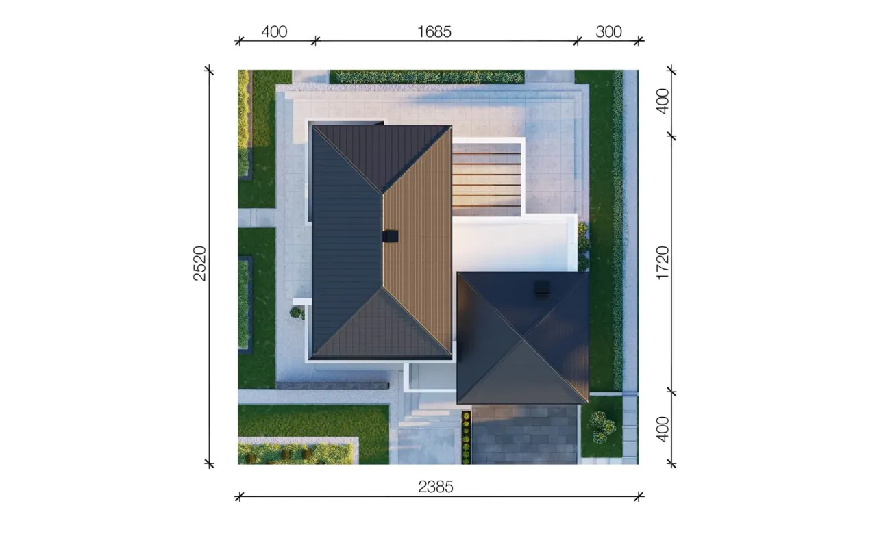 Plan sytuacyjny pokazuje, jak ustawić dom na działce, z wymiarami i otoczeniem.