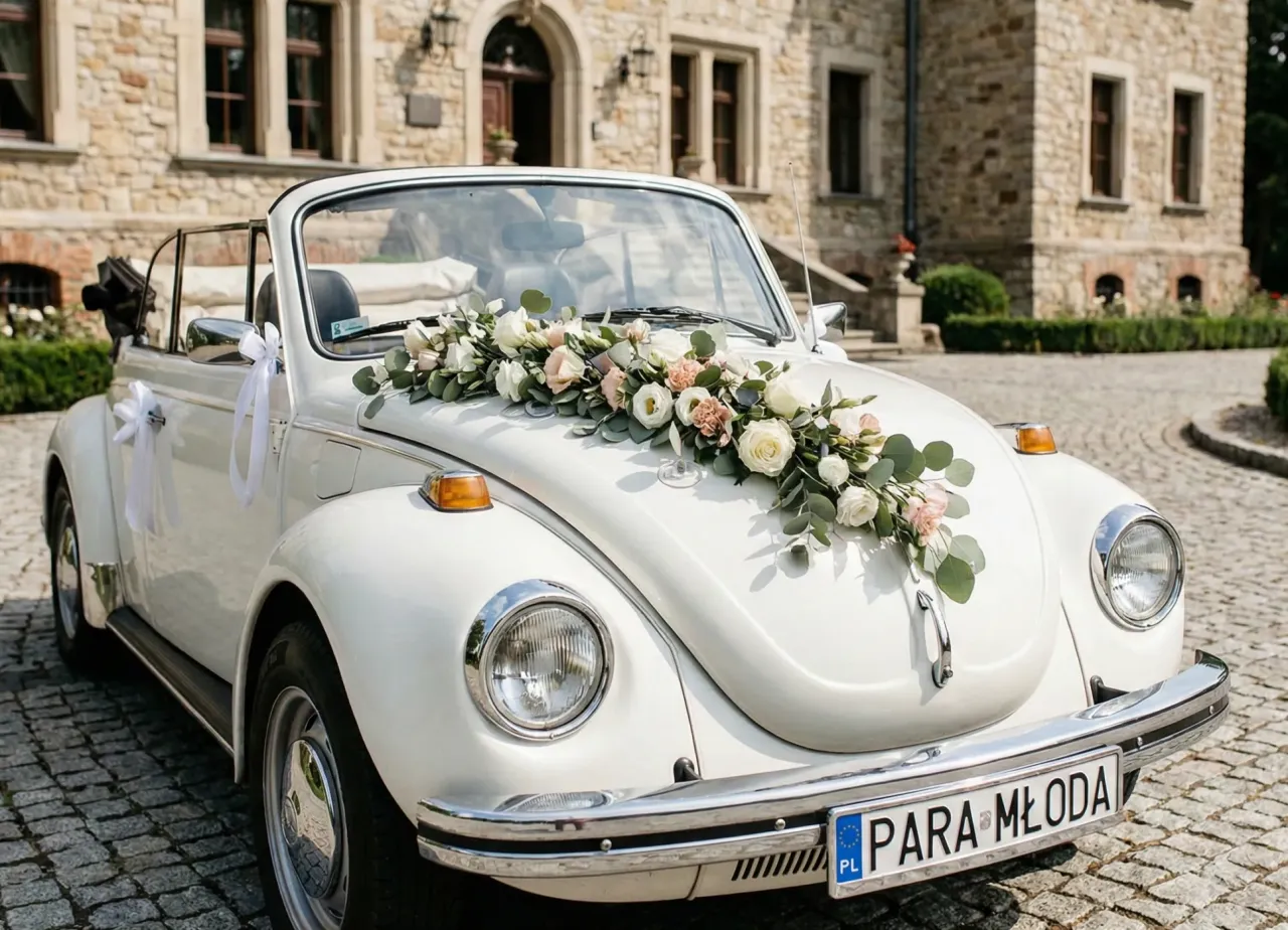 Samoch&oacute;d ślubny dekoracja inspiracje