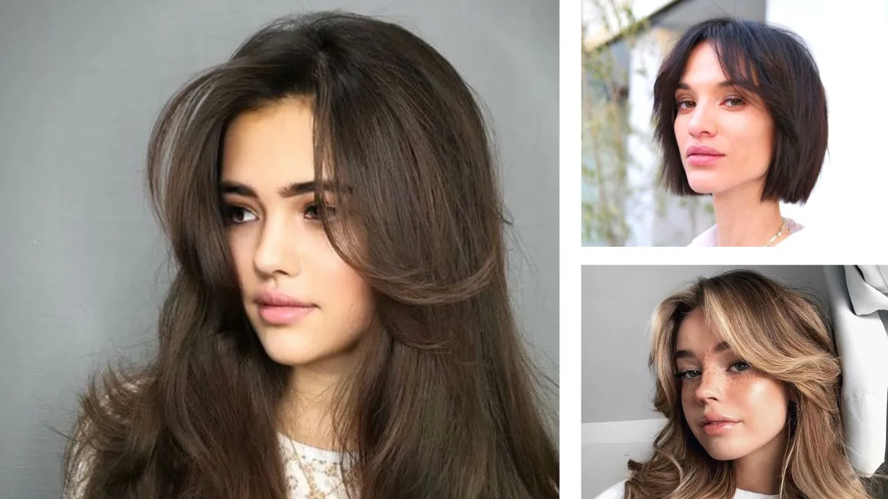 por&oacute;wnanie grzywki prostej, na bok i curtain bangs