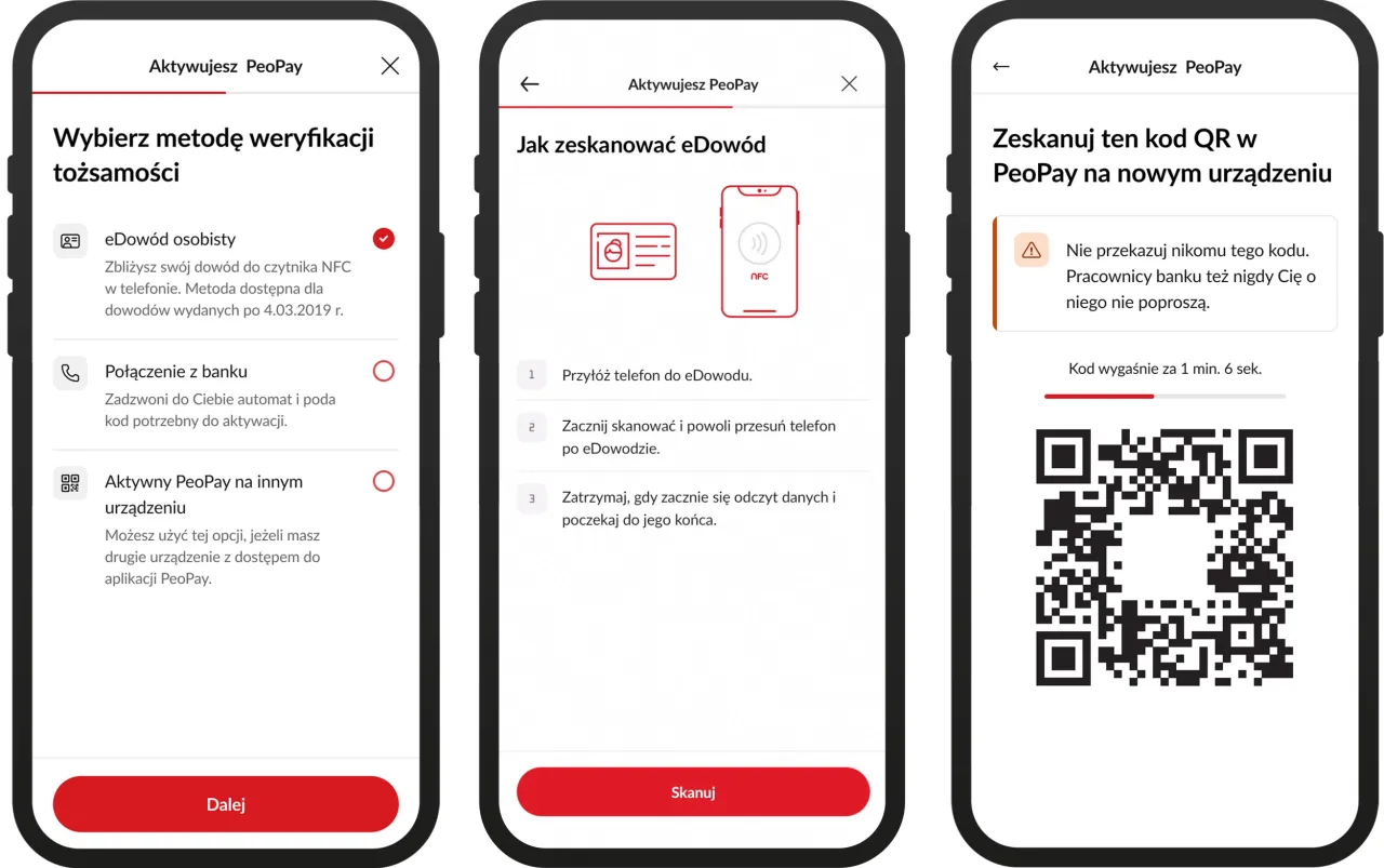 Jak płacić telefonem PeoPay? Zobacz, jak aktywować usługę, skanując e-dowód lub kod QR.