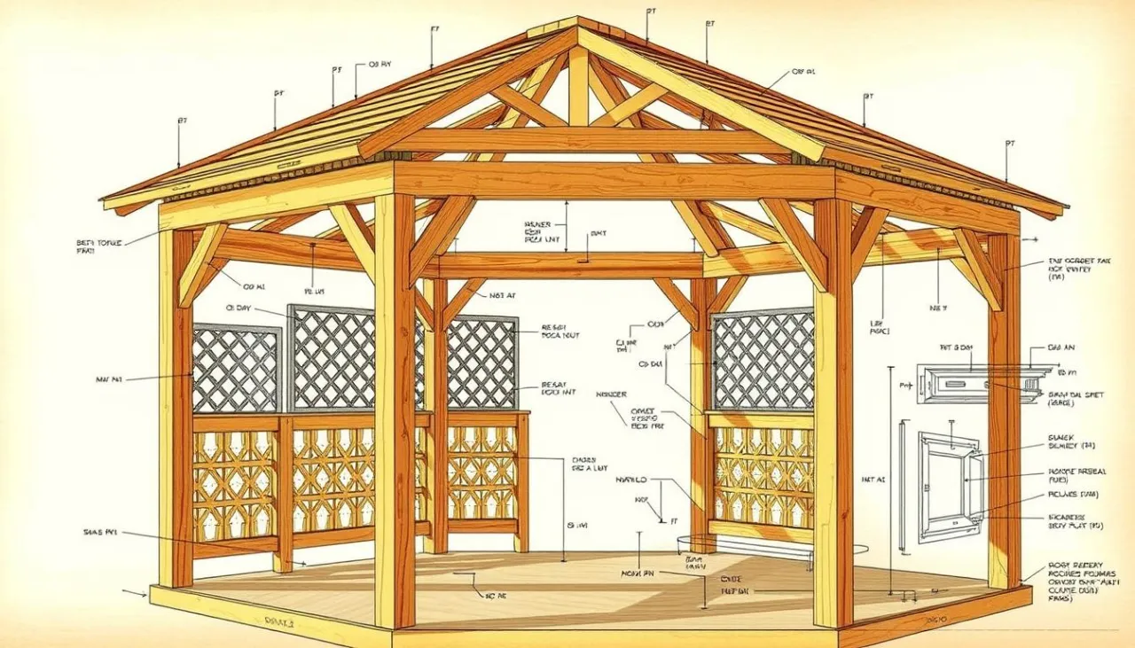 przykładowy rysunek techniczny altany krok po kroku