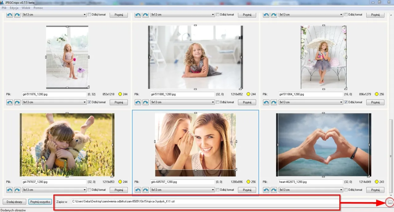 por&oacute;wnanie odbitki zdjęcia z telefonu z oryginalnym plikiem, problem kadrowania