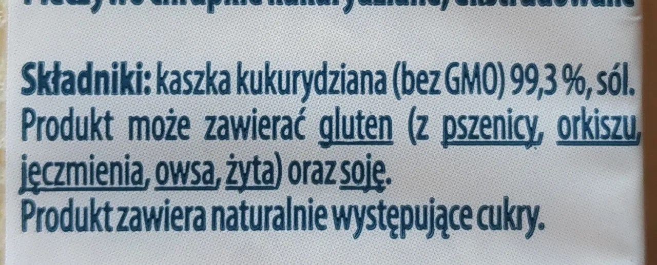 pieczywo kukurydziane składniki
