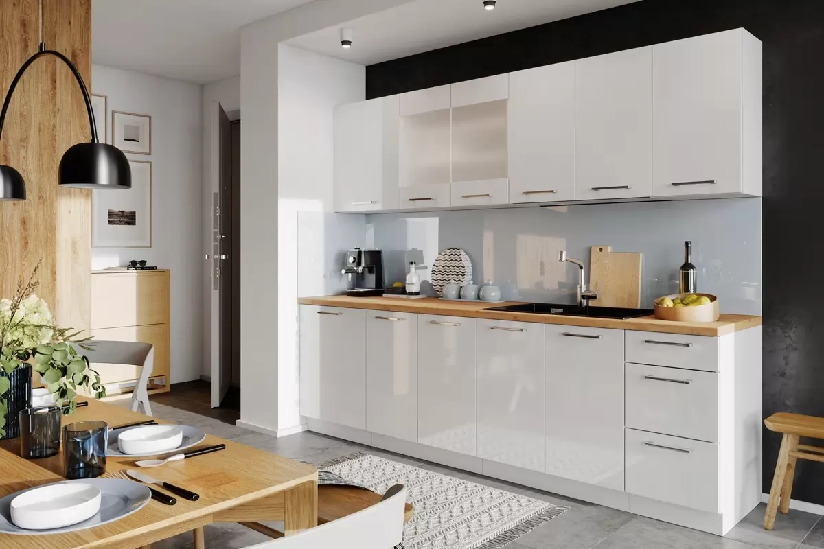 inspiracje meble białe szara podłoga