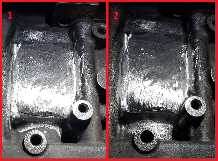 Rodzaje pęknięć bloku silnika żeliwnego i aluminiowego