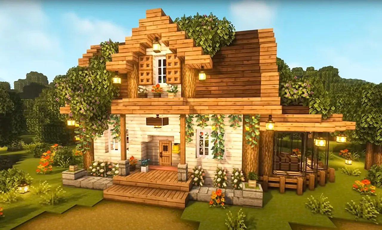 minecraft drewniany dom inspiracje