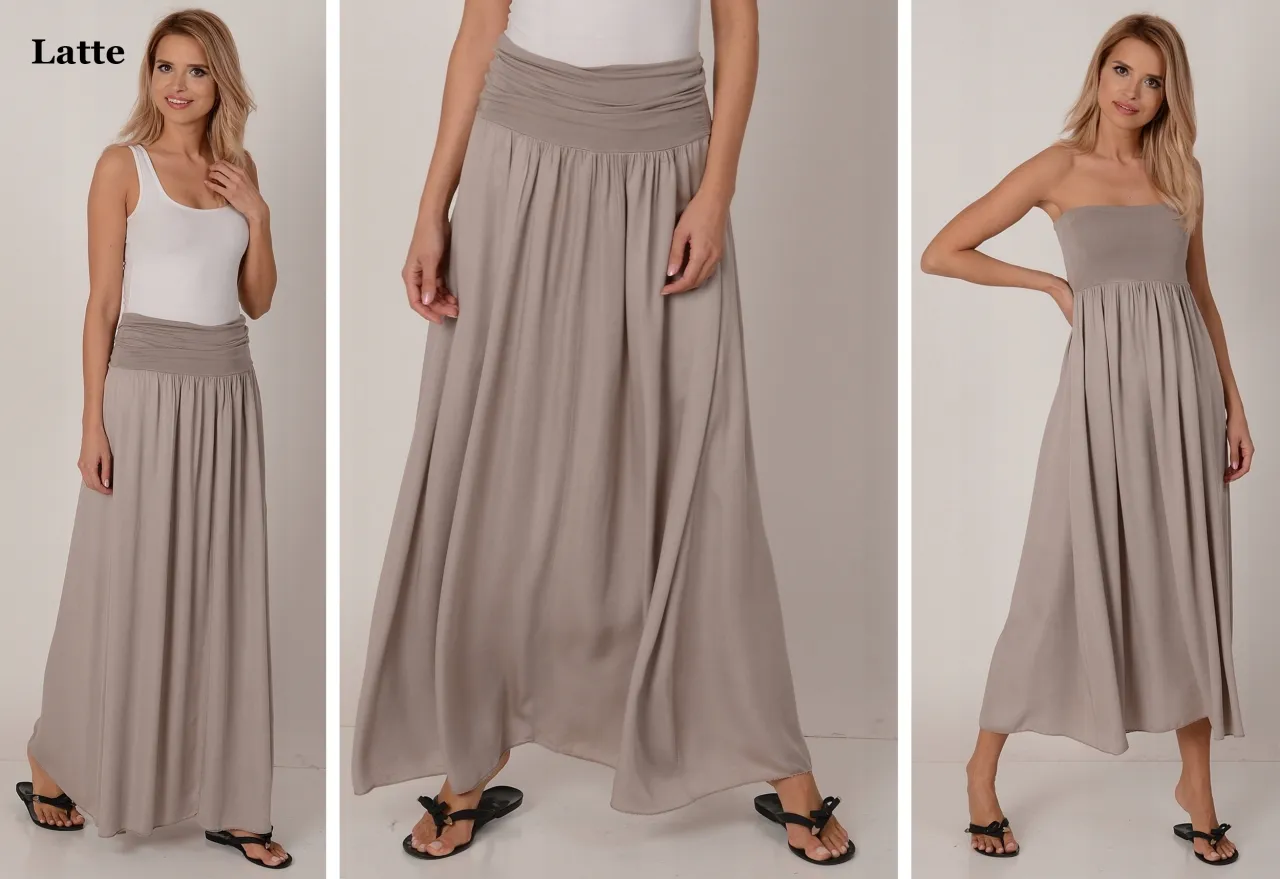 Spódnice A-line rozkloszowane midi maxi dla szerokich ud